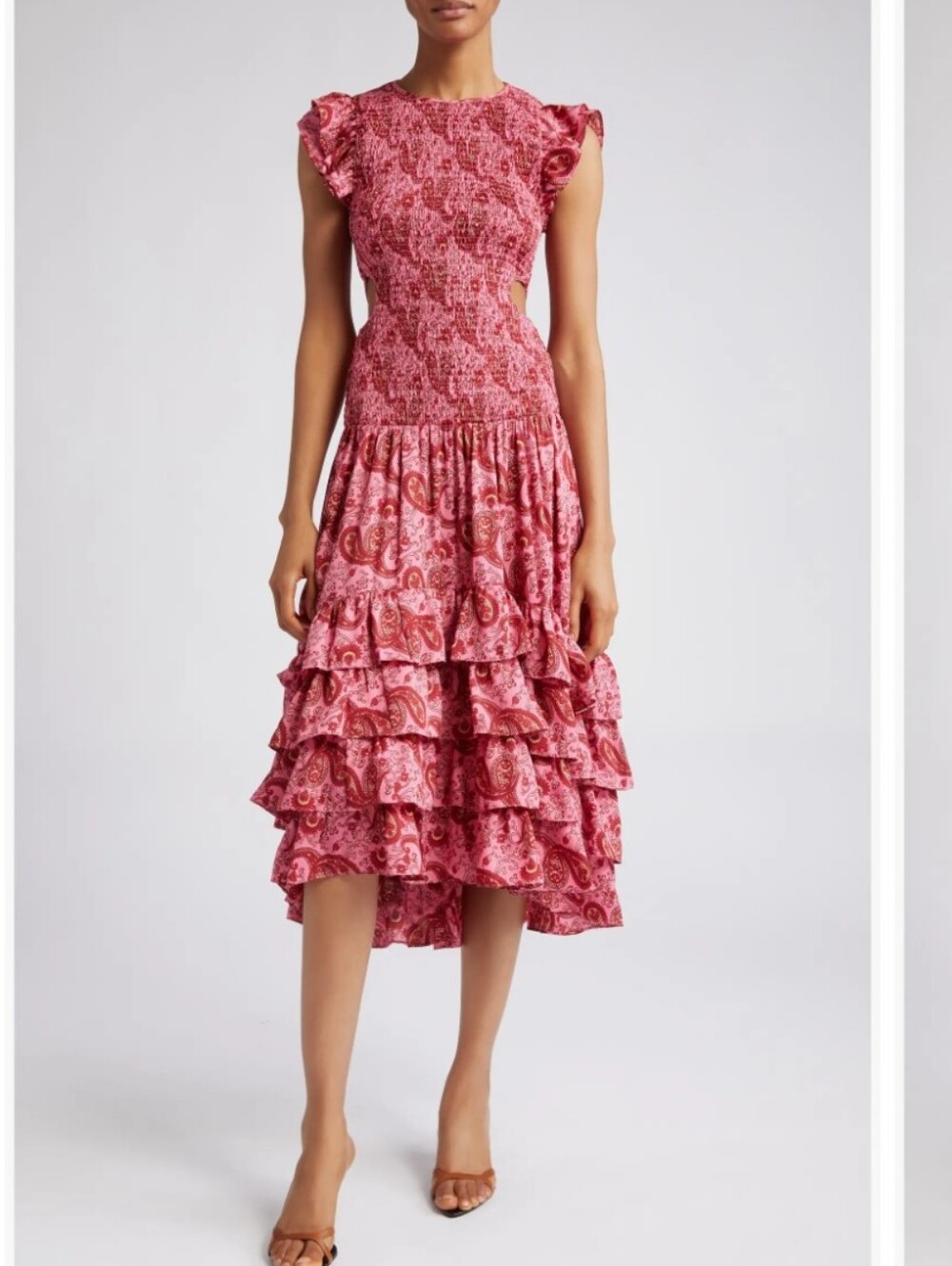 Likely Ryann Floral Paisley Smocked Cutout Dress Size 6 New Women's